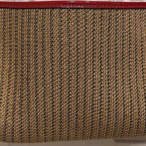 Eric Javits red and gold shoulder purse with gold accents - Picture 2 of 9